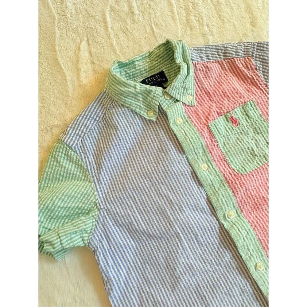 Striped Seersucker Ralph Lauren Shirt Kids size 6